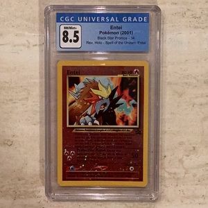 Pokemon Entei 2001 Black Star Promo 34 Spell Of Unknown CGC 8.5 #34 TCG